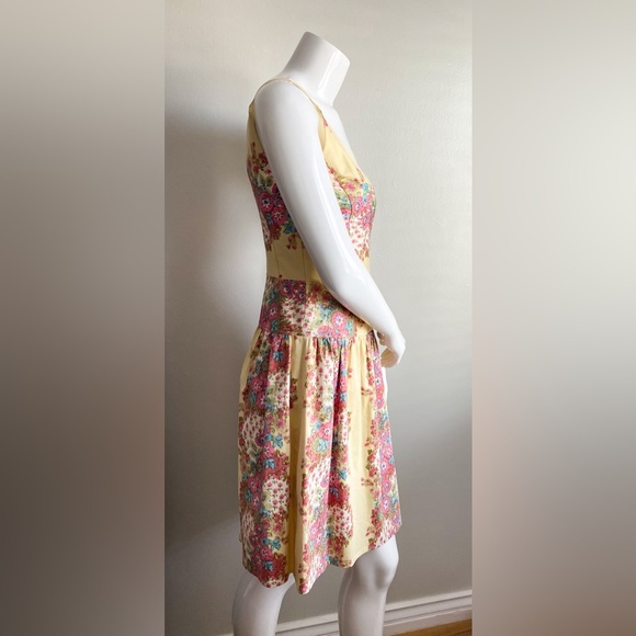 Kay Unger Floral Aline Dress Ivory Pink Formal Garden Wedding Event Victorian 2 - Picture 6 of 12